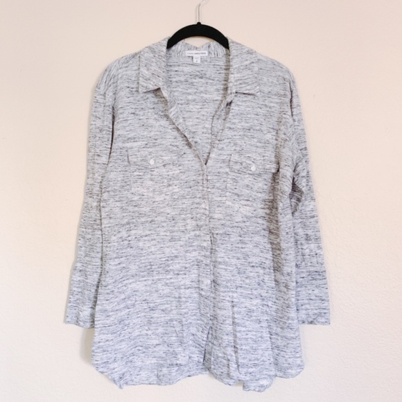 James Perse | Heather Gray Collar Button Down Top - Picture 4 of 6